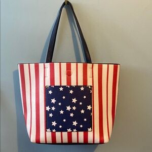 Patriotic Red White and Blue Vegan Leather Tote Bag NWT